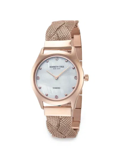 Kenneth Cole 브레이디드 스트랩 34mm 시계 In Gold