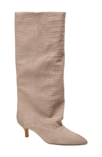 Kenneth Cole Brisbane Kitten Heel Pointed Toe Knee High Boot In Brown