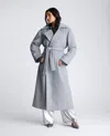 Kenneth Cole Tie Belt Brushed Felt Trench Coat In Multicolor