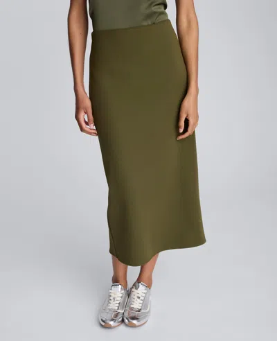 Kenneth Cole Brushed Scuba Pull On Midi Skirt In Green