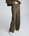Kenneth Cole Brushed Scuba Pull On Wide Leg Pant In Green