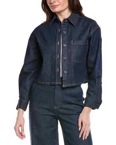 Kenneth Cole Button Denim Shirt In Blue