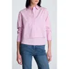 Kenneth Cole Cropped Long Sleeve Button Front Shirt In Pink