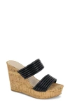 Kenneth Cole Cailyn Platform Wedge Slide Sandal In Black Smooth