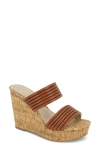 Kenneth Cole Cailyn Platform Wedge Slide Sandal In Cognac Smooth