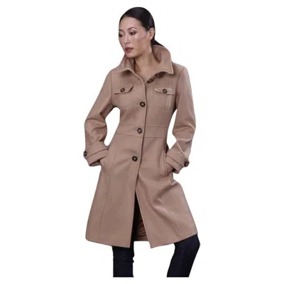 Pre-owned Kenneth Cole Camel Wool Trench Coat Jacket Sz: 2 In Brown