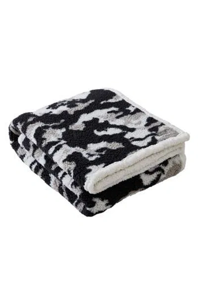 Kenneth Cole Camo Print Faux Shearling Throw In Black