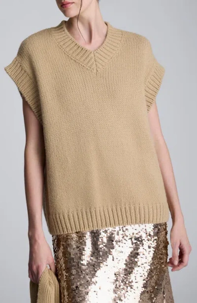 Kenneth Cole Cap Sleeve Sweater With Removable Scarf In Neutral