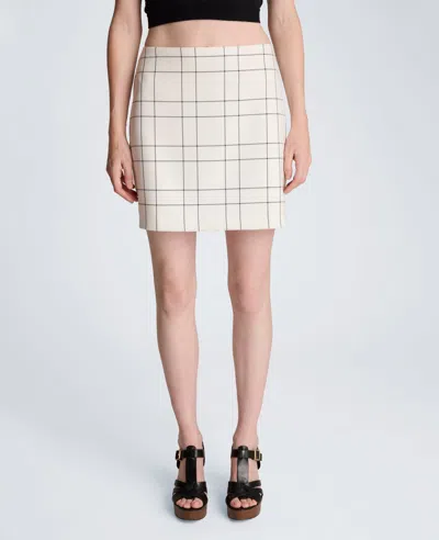 Kenneth Cole Center Back Zip Mini A-lined Skirt In Neutral