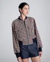 Kenneth Cole Check Patch Pocket Cropped Bomber In Blue