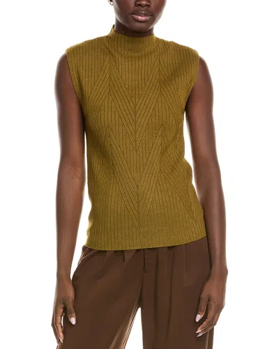 Kenneth Cole Large Chevron Stitch Sleeveless Mock Neck Sweater In Brown
