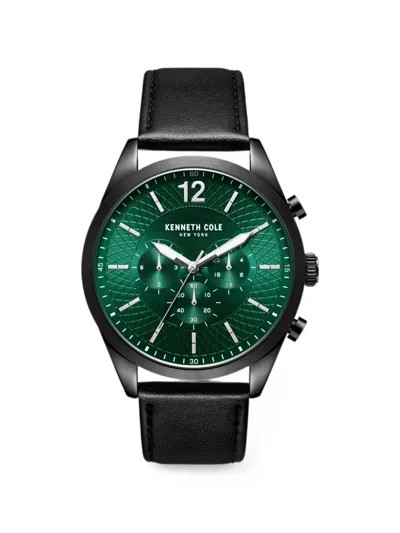 Kenneth Cole 크로노그래프 레더 48mm 시계 In Black