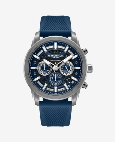 Kenneth Cole Chronograph Sport Silicone Watch In Blue
