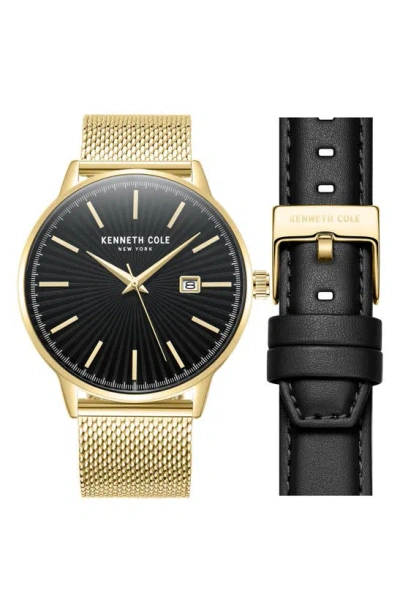 Kenneth Cole Classic Bracelet Watch Gift Set, 45mm In Gold