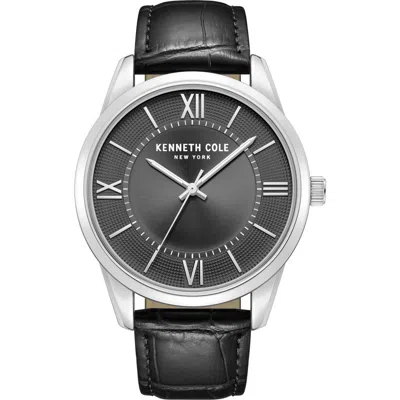 Kenneth Cole Classic Leather Strap Watch, 44mm