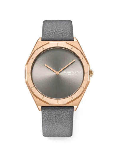 Kenneth Cole 클래식 레더 스트랩 41mm 시계 In Gray