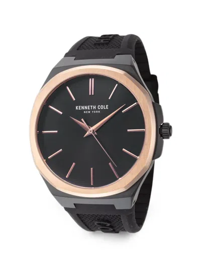 Kenneth Cole 클래식 실리콘 스트랩 43mm 시계 In Black