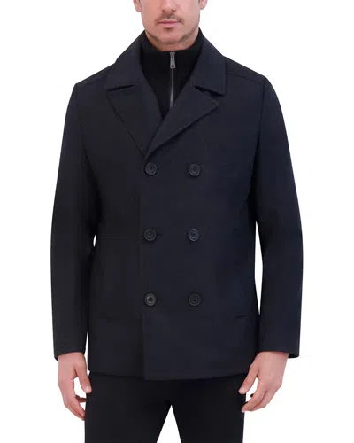 Kenneth Cole Classic Wool-blend Peacoat In Black