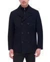 Kenneth Cole Men's Double Breasted Wool Blend Peacoat In Blue