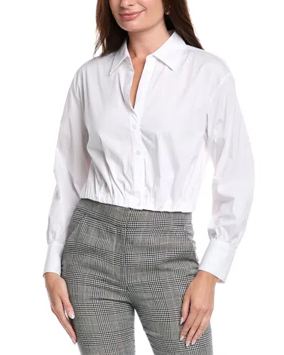 Kenneth Cole Collared Crop Shirt In White