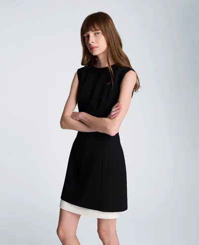 Kenneth Cole Color Block Hem Mini Fit And Flare Dress In Black