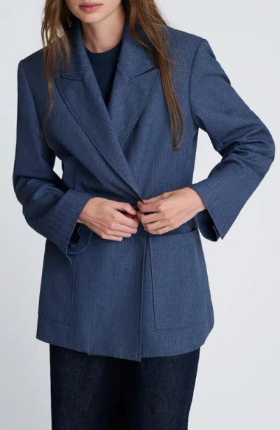 Kenneth Cole Contour Double Breasted Jacket In Blue