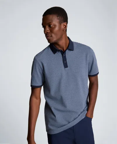 Kenneth Cole Contrast Placket Button Polo In Blue