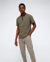 Kenneth Cole Contrast Placket Button Polo In Green