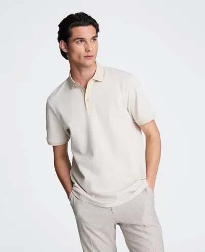 Kenneth Cole Contrast Placket Button Polo In White