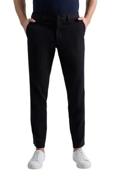 Kenneth Cole Cotton & Linen Blend Flat Front Chinos In Black