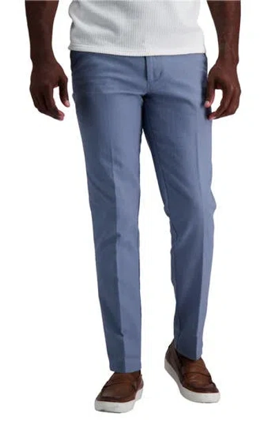 Kenneth Cole Cotton & Linen Blend Flat Front Chinos In Med Blue