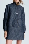 Kenneth Cole Cotton & Linen Moto Jacket In Dark Navy Multi