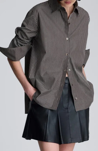 Kenneth Cole Cotton Boyfriend Shirt In Gray