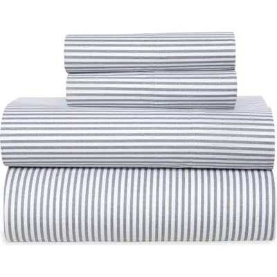 Kenneth Cole Cotton Percale Sheet Set In Oxford Grey Stripe