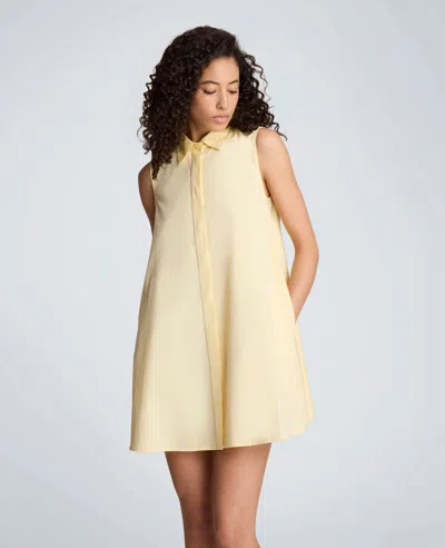 Kenneth Cole Cotton Poplin Sleeveless Trapeze Mini Dress In Gold