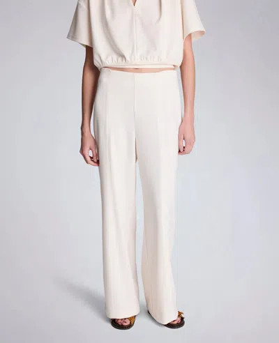 Kenneth Cole Crepe High Rise Pull-on Hollywood Waist Wide Leg Pant In Gray