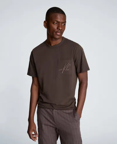 Kenneth Cole Crew Tee With Pocket In Brown
