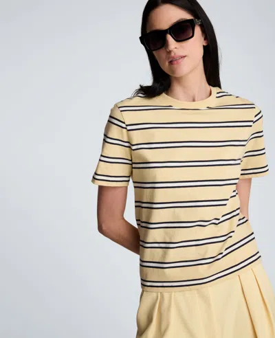 Kenneth Cole Stripe Heavyweight T-shirt In Yellow