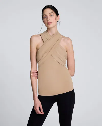 Kenneth Cole Criss Cross Neck Tank Top In Neutral