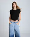 Kenneth Cole Crop Tank With Side Ruching In Black