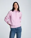Kenneth Cole Cropped Long Sleeve Button Front Shirt In Purple