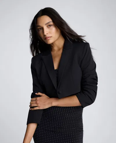 Kenneth Cole Cropped One Button Jacket In Black