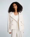Kenneth Cole Cropped Peacoat With Flap Pockets In White