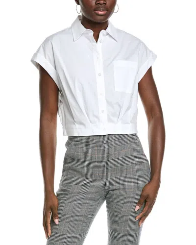 Kenneth Cole Cropped Short Sleeve Shirt In Multi