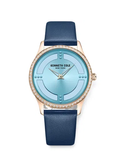 Kenneth Cole 크리스털 베젤 34mm 시계 In Blue
