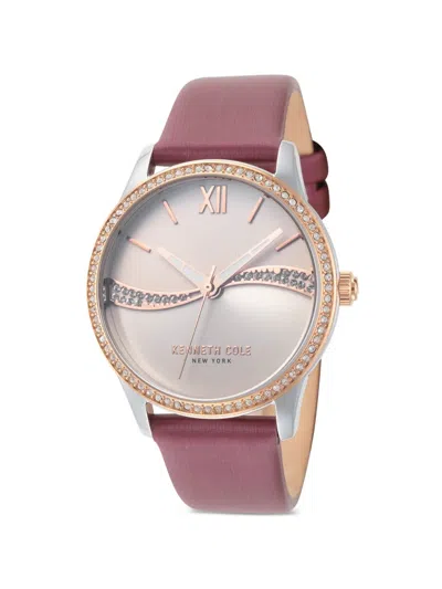 Kenneth Cole 크리스털 장식 베젤 36mm 시계 In Brown