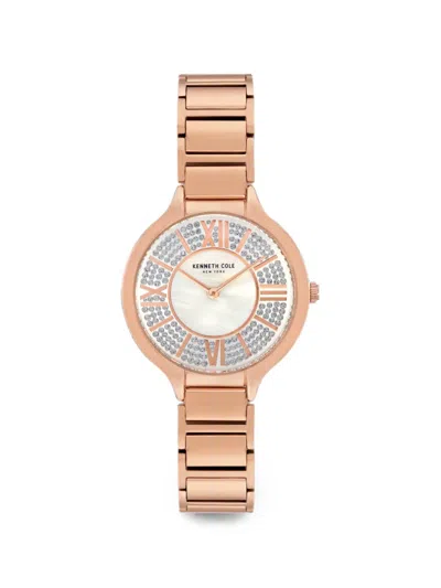 Kenneth Cole 크리스털 장식 자개 33mm 시계 In Gold