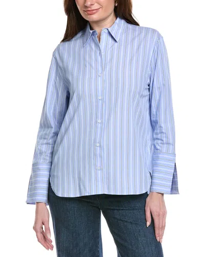 Kenneth Cole Cuffed Button Shirt In Blue