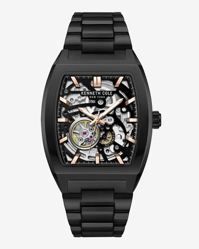 Kenneth Cole Curved Automatic Bracelet Watch In Black