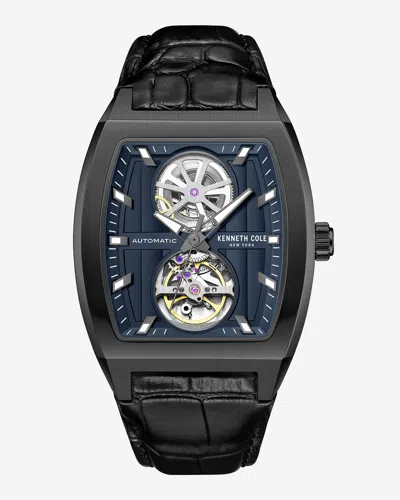 Kenneth Cole Curved Automatic Strap Watch In Black